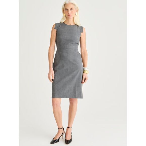 J.Crew Dresses & Skirts - J. Crew Resume Sheath Dress Size 0P Gray Heather Cap Sleeve Stretch Wool Blend